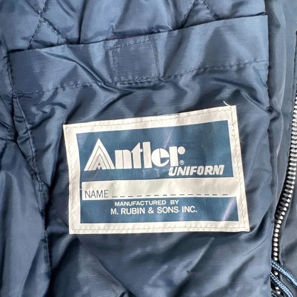 Antler Uniform Jacket Men 4X Blue Quilted Hooded Workwear Insulated Vintage